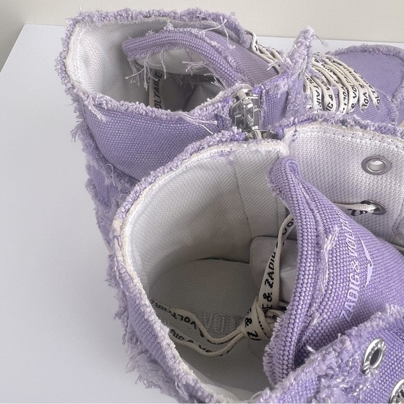 Zadig & Voltaire High Flash Canvas Distressed Sneakers In Boomerang Purple EU 41 - Picture 7 of 13